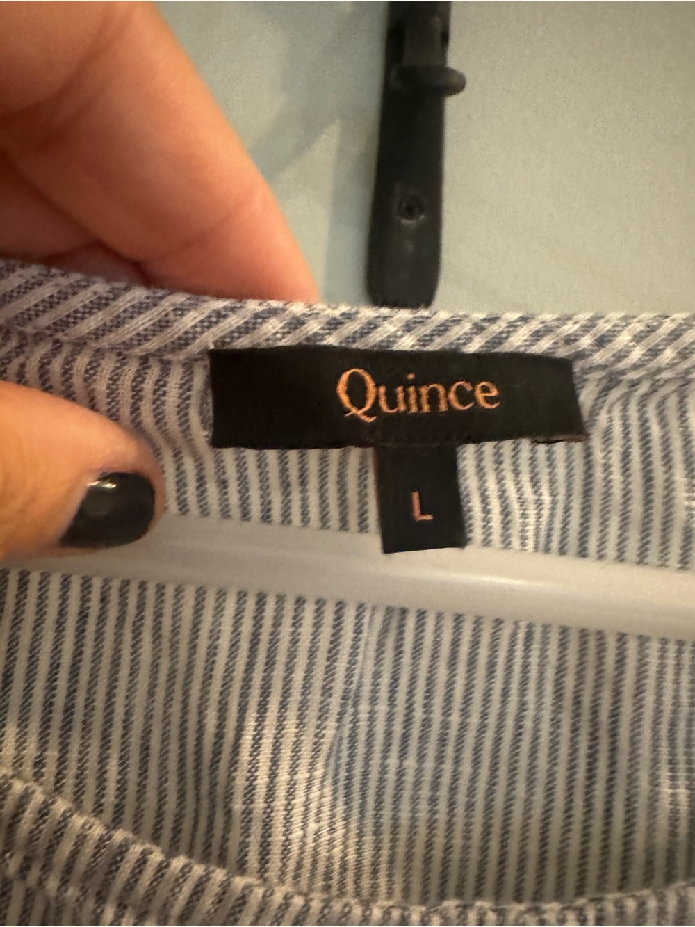 Quince Womens 100% European Linen Pajama Two Piece Set Blue Pinstripe L - Picture 10 of 12